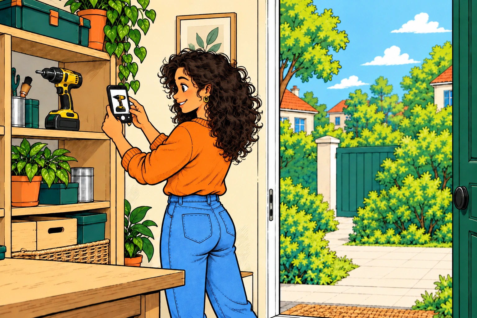 Une personne photographie une perceuse pour préparer son annonce.